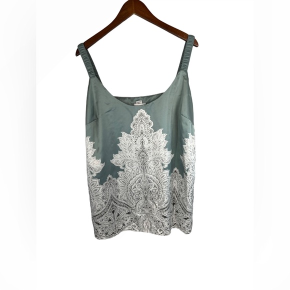 Soft Surroundings Tops - SOFT SURROUNDINGS Blue Teal Mandala Print Satin Sleeveless Tank Blouse Size 1X